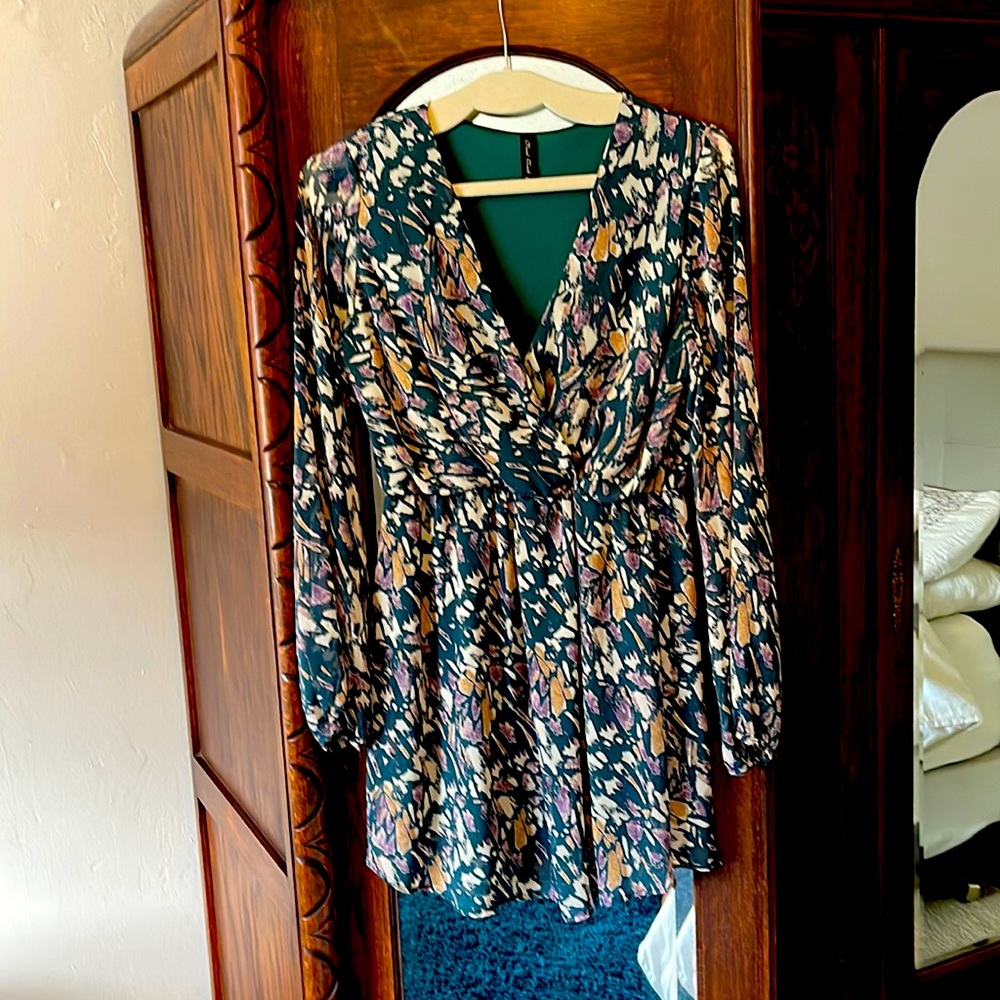 Green/good/purple floral dress.